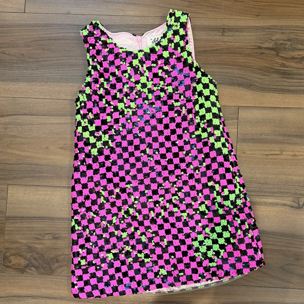 Lola & the Boys reversible sequin dress checker print size 4 - Picture 2 of 2